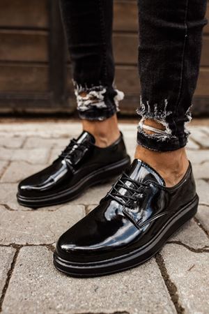 RS003 - RST Pelle Verniciata Classica Erkek Ayakkabı SIYAH