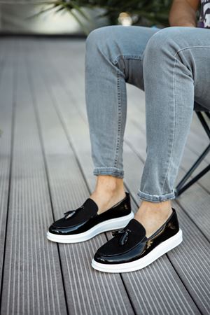 RS002 - RBT Loafer Verniciata Erkek Ayakkabı SIYAH