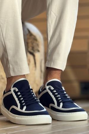 RS2505 - Keten Erkek Ayakkabı Lacivert Beyaz