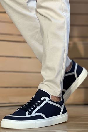 RS2505 - Keten Erkek Ayakkabı Lacivert Beyaz