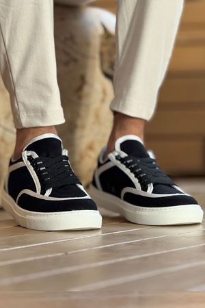 RS2505 - Keten Erkek Ayakkabı SİYAH - BEYAZ